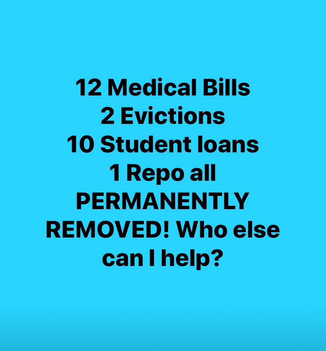 RaspberryEllis's tweet photo. 12 Medical Bills
2 Evictions
10 Student loans 
1 Repo all PERMANENTLY REMOVED! Who else can I help?
#financialfreedom #finance  #creditrepair #atlanta #creditscore #atlantarealtors #leadership #goals  #legacyleaders #Fes #GQReady #singlemoms #workfromhomejobs #workfromhomemom https://t.co/bS6ktDBv6B