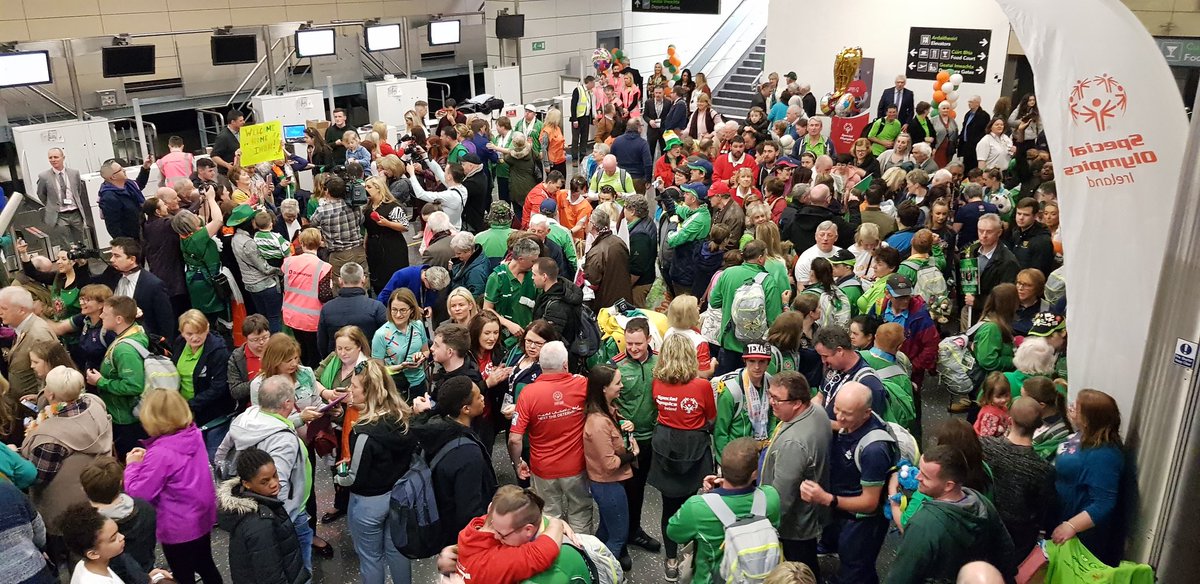 StephenN_PACS's tweet photo. Welcome home to #TeamIreland from the #SpecialOlympics especially @SoiBasketball and coaches @ginaman2 @evebohan! Fantastic reception and welcome for all the athletes here @DublinAirport @BballIrl @SOIreland @GoBusGalway @galwayad https://t.co/nFZwRRP81j