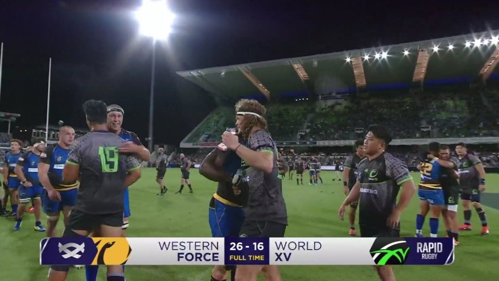 Fran_Capizzi's tweet photo. #Rugby #FORvWXV 
En Perth debutó el #RapidRugby 

WESTERN FORCE, el anfitrión, derrotó 26-16 a WORLD XV que tuvo como titular a @LeoSenatore https://t.co/1QTRc2Xcwt