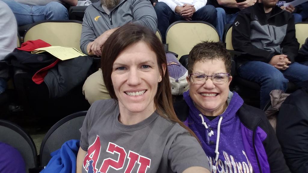 MeganBlickender's tweet photo. My Aunt and I rocking it out this weekend! Nothing better than right here, right now.  #NCAAWrestling #CapitalOneSweepstakes https://t.co/rbvK4QxewX