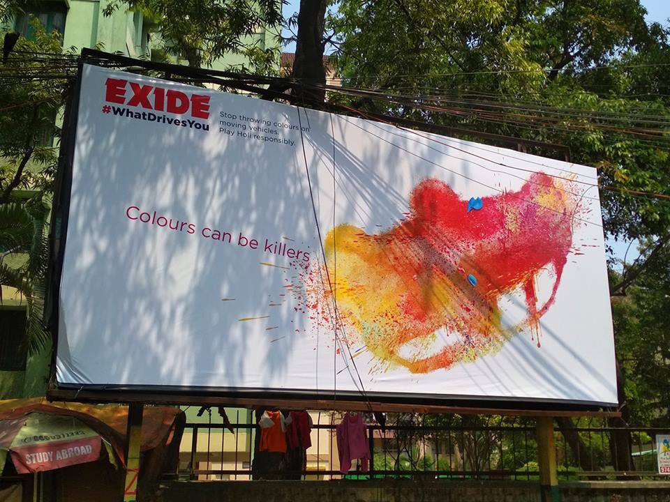 Arjun75's tweet photo. It takes a great client to believe in a cause, then in your idea, give it legs, and make the impossible happen overnight. #Exide #KillerColours #WhatDrivesYou #PlayHoliResponsibly https://t.co/LkM1KK74Ip