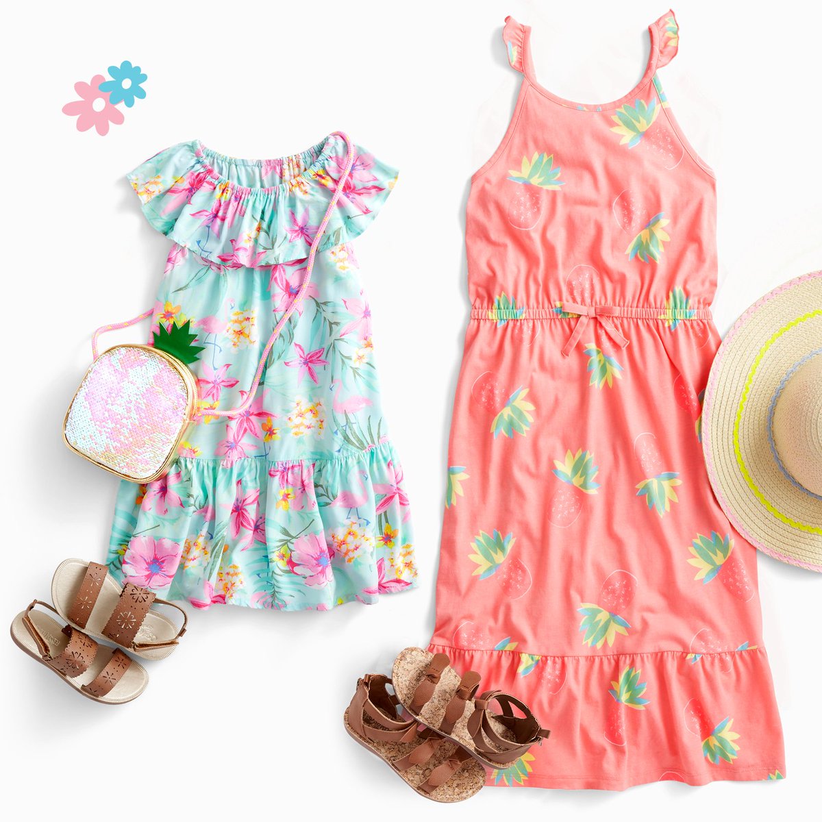 OshKoshBgosh's tweet photo. Instant outfits. (Just think: More time to accessorize!) ๐โโ๏ธ #siblingstyle #vacaymode #tropical #sundresses #oshkoshkids https://t.co/3mBV1x2A36 https://t.co/CJ9WKiUQRU