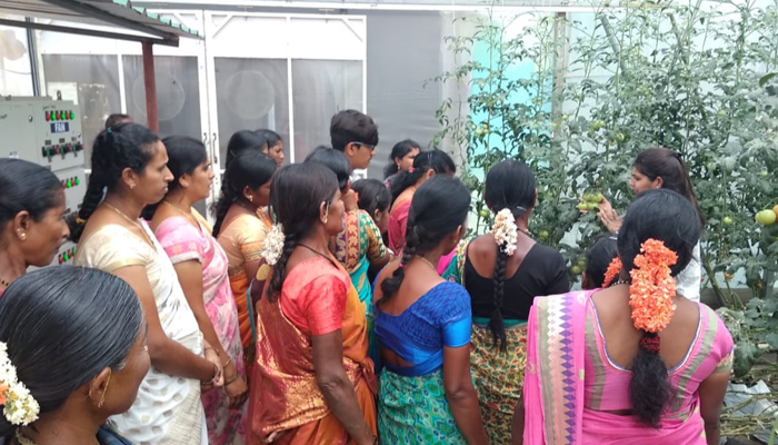 FoodTechIndia's tweet photo. Special importance on female empowerment today. FoodTechIndia training for female farmers at the demonstration polyhouse in Tumkur. More trainings will follow in the future! https://t.co/J2KjJQ98e0