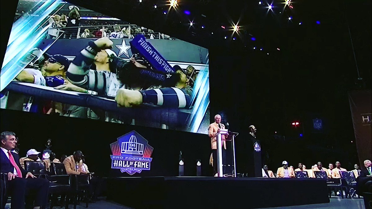 DalStacheman's tweet photo. Hey @NFL here's why I should win🥇the #NFL100Contest.💯 When #JerryJones was thanking #CowboysNation fans, during his #HOF speech, I was one of the 2 fans in the video.
The #1 Stache of the @dallascowboys #GetStached https://t.co/m0uiWbmcWa