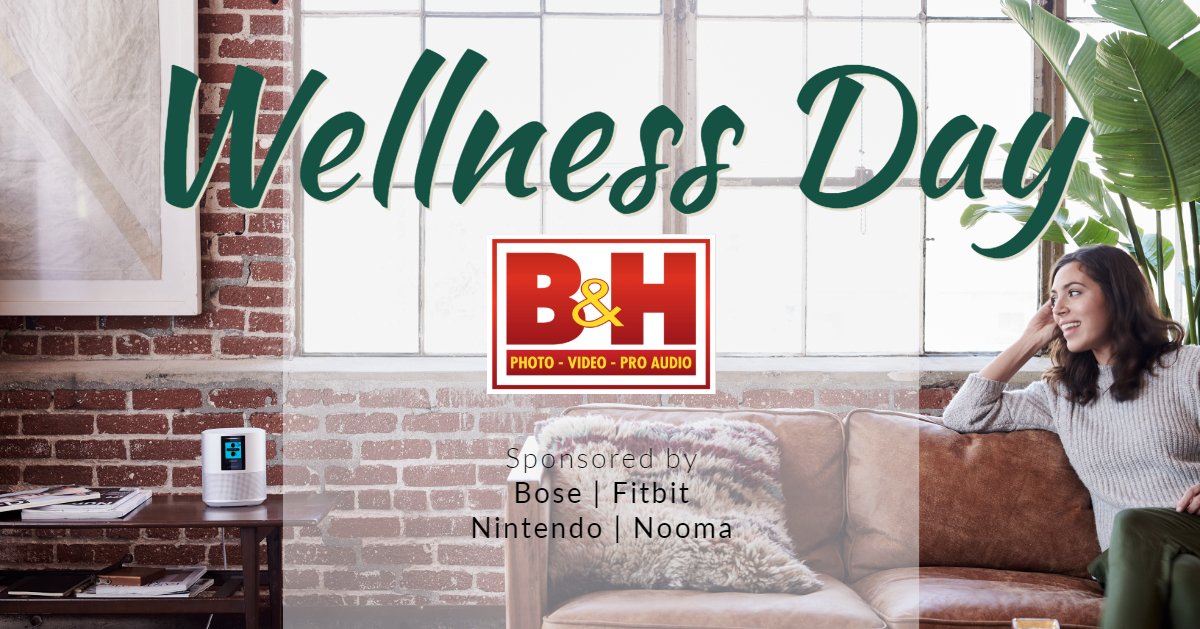 Stop by the #BHSuperStore Tuesday, March 26 from 11am-5pm for Wellness Day at B&amp;H! bhpho.to/2YfIBqn
✅ Exercise competitions with <a href="/fitbit/">fitbit</a>
✅ Fitness Boxing with <a href="/Nintendo/">任天堂株式会社</a>
✅ Zero gravity naps with <a href="/Bose/">Bose</a>
✅ Complimentary sports drinks from <a href="/drinkNOOMA/">drinkNOOMA</a>