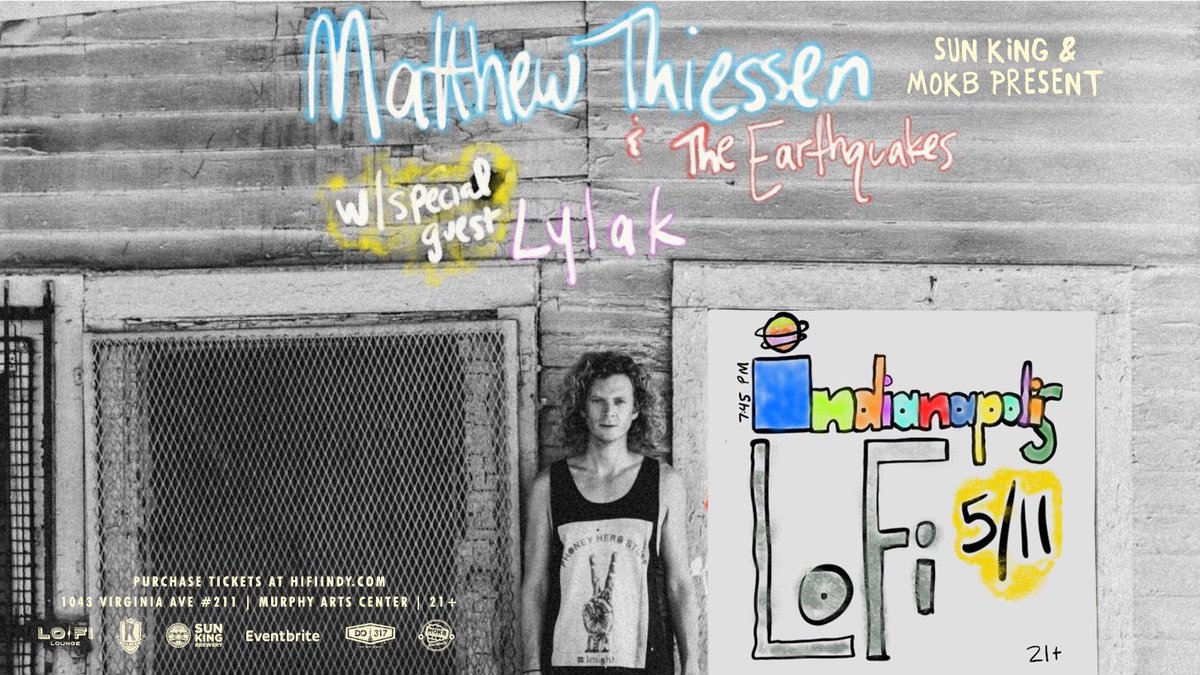 ON SALE NOW ☄️👊 Tickets are on sale now for Matthew Thiessen and the Earthquakes (@MthwTsnAndThEQ) at #lofilounge on Saturday, May 11th! Don't miss out! Get tickets here: fanlink.to/mattthiessentix