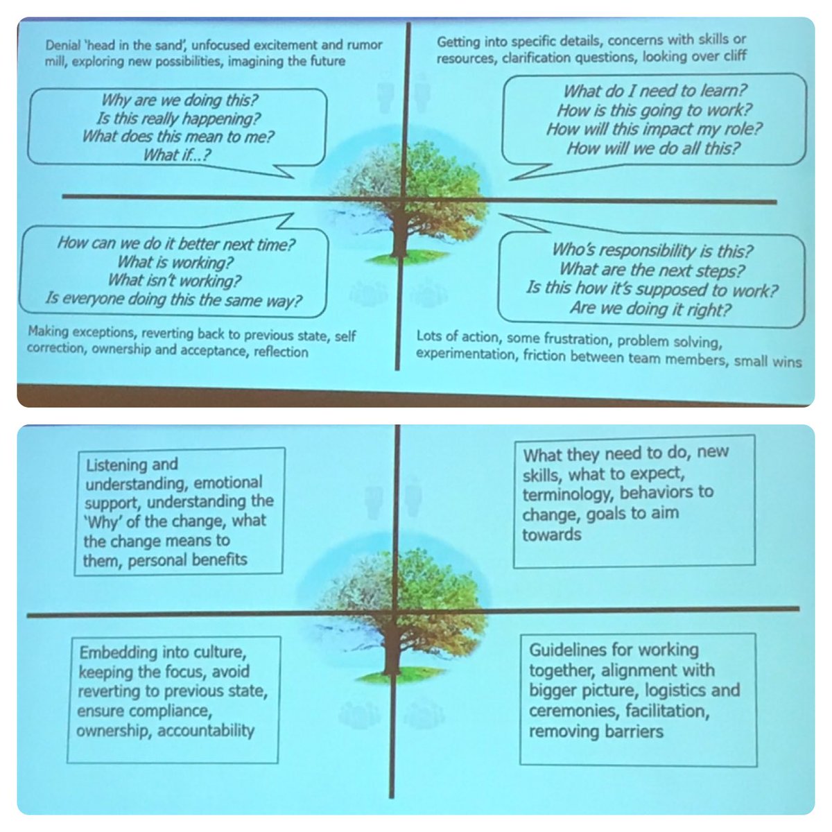 LDellingerDev's tweet photo. As a tech manager I LOVE this thought process. The top shows reactions to change — the bottom shows coaching those reactions. What a wonderful way to ensure my people succeed in their career! #innovateVA @CapTechListens https://t.co/d2LTzhhwTm