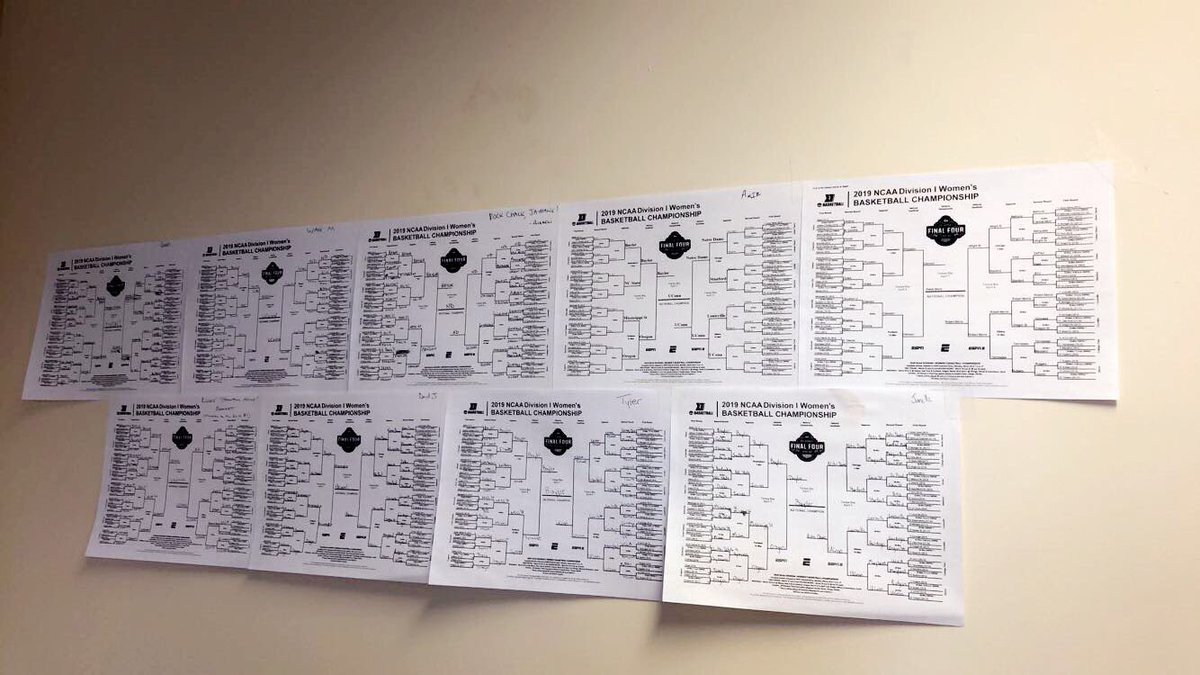 davidjagroop_'s tweet photo. ...and the brackets are in! #MarchMadness2019 has begun for the #MobilityTeam! Thanks to @AHuntley19 for organizing this 🏀 #NCAAWomensBasketball https://t.co/EO48tBqIuC