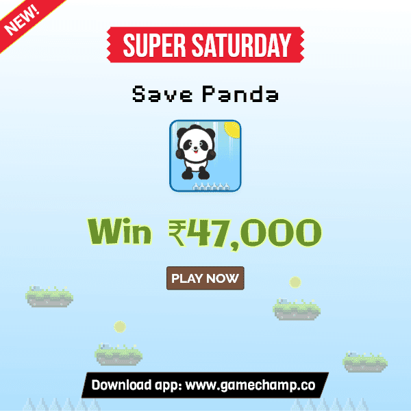 GamechampApp's tweet photo. The new game is here - Save Panda!

Winning Prize pool - Rs. 47,000 in Save Panda.
Join Now, Play &amp; Win Super Saturday, only on GameChamp app!

#NewGame #SavePanda #GameChampApp #PlayGameWinCash #Mobile #MobileGames https://t.co/aLY3GGQIfi