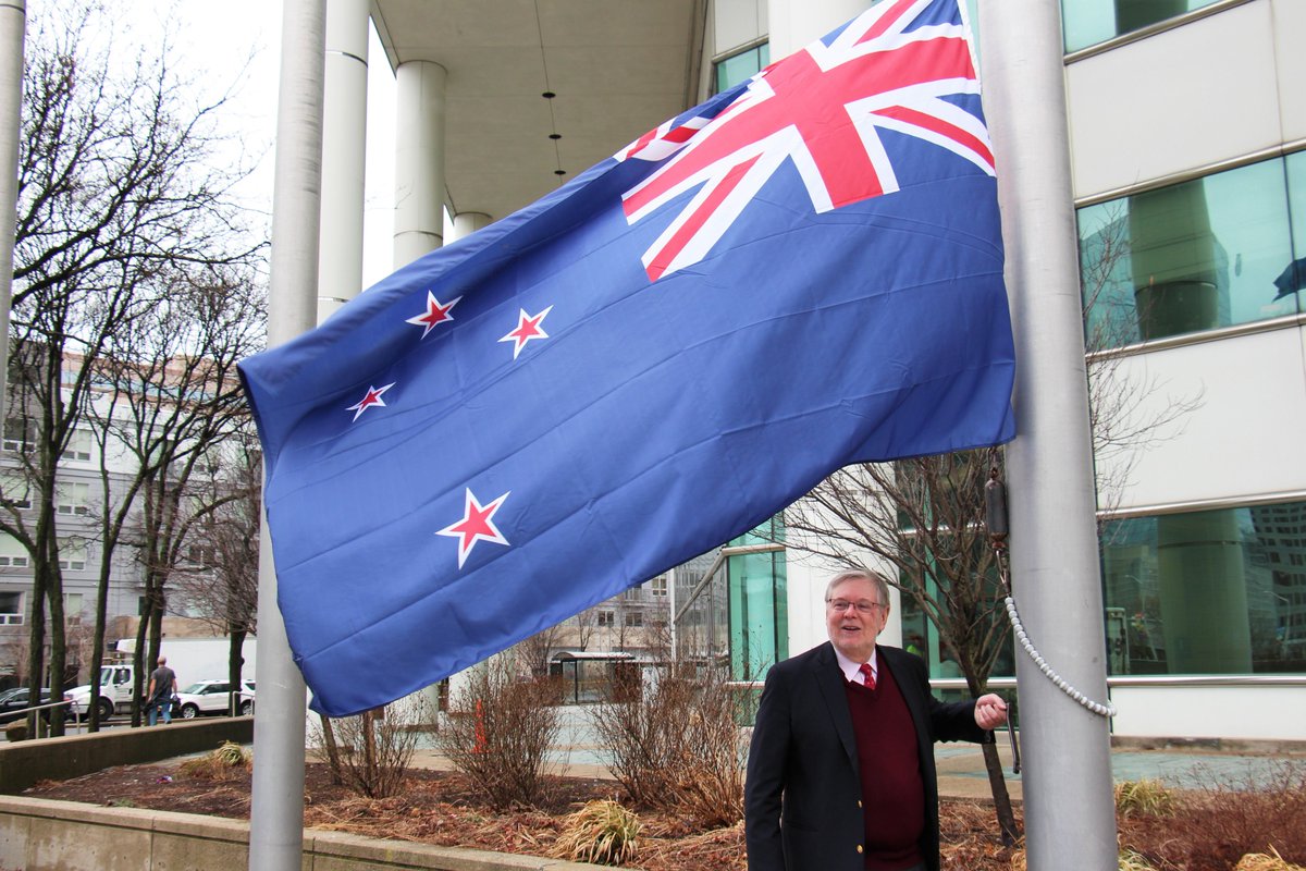 stamfordmayor's tweet photo. Today, I raised New Zealand's flag as a message of solidarity with the country after the tragic Mosque shooting that took place in Christchurch last week. I'll be speaking at a rally hosted at the Islamic Cultural Center later today. https://t.co/EyrE0F3QzN