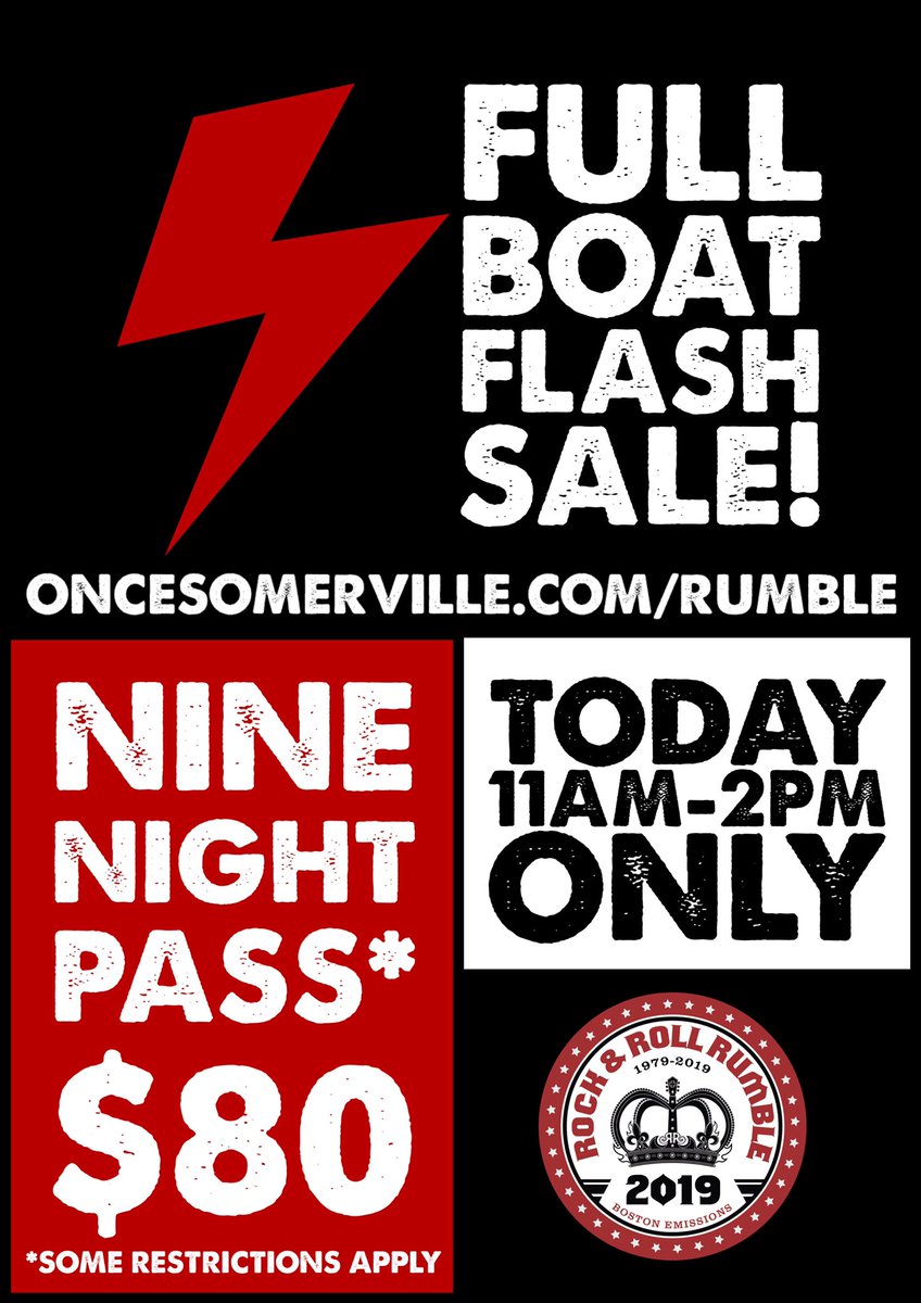 rocknrollrumble's tweet photo. ⚡️Full Boat Flash Sale is on! 11-2 only. Nine night pass.
https://t.co/Edcer4Fmty
#RUMBLE2019 #therockofboston #flashsale #fullboat https://t.co/jXCBb3pEOL