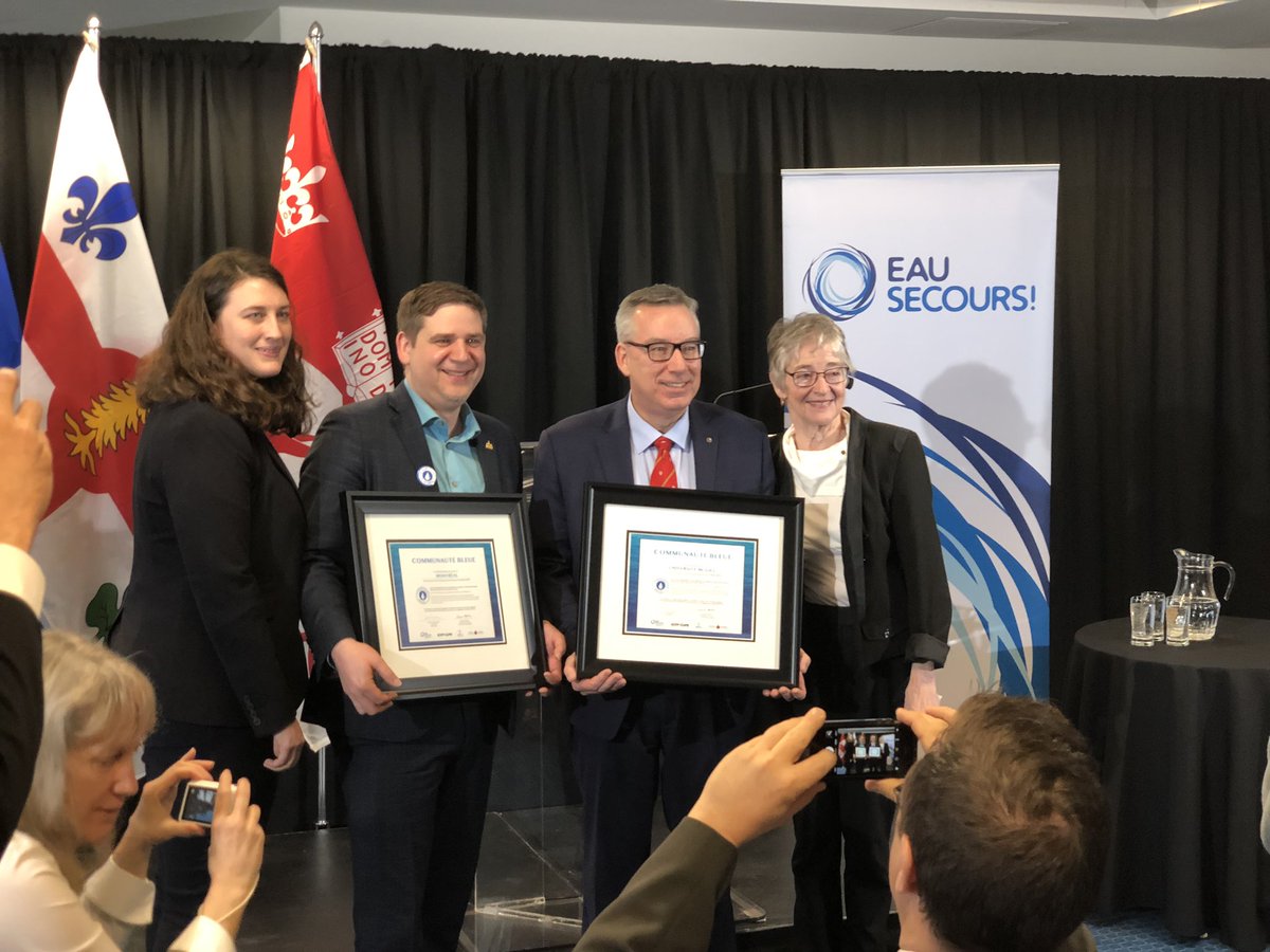 Pour la journée mondiale de l’eau, EauSecours est fière de vous annoncer que la <a href="/MTL_Ville/">Ville de Montréal</a> et <a href="/mcgillu/">McGill University</a> (l’Université McGill) deviennent Communautés Bleues.