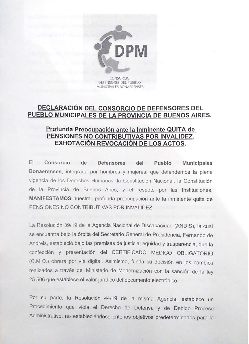 CDPMok's tweet image. #QUITAdePENSIONES
#CONSORCIODEFENSORESMUNICIPALES
#COMPARTIMOS, Declaración en relación a Pensiones, desarrollada en el marco de la reunión del Consorcio de Defensores del Pueblo Municipales de la Provincia de Buenos Aires.