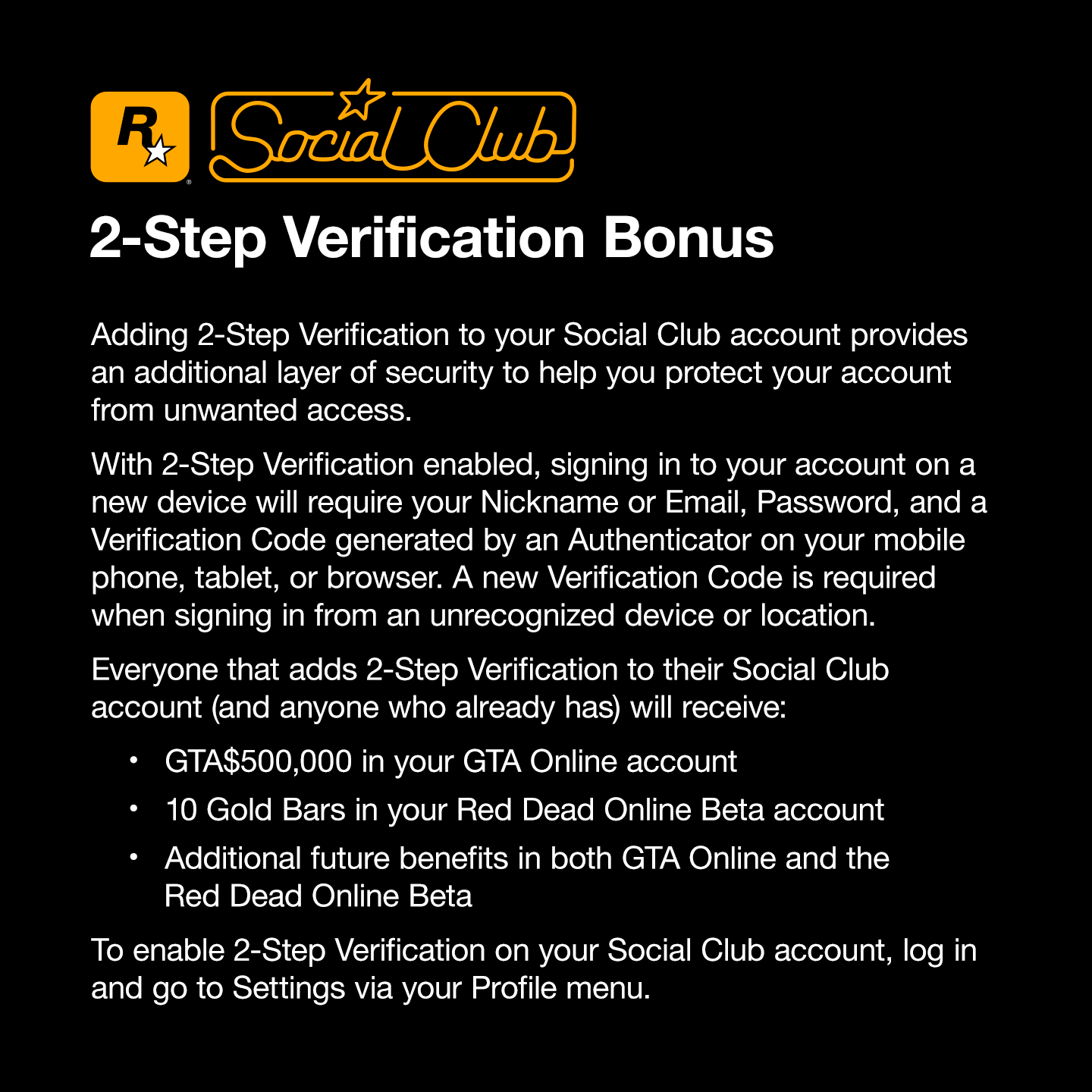 Aprender acerca 67+ imagen rockstar social club 2 step verification