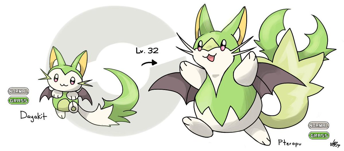 I've seen a few people do this fakemon-sona thing and wanted to give it a try!!
Meet Dayakit and Pteropu!!

Unlike other bat pokemon like Zubat and Woobat, these little guys love sunlight, which they depend on in order to fight! Their abilities would be Chlorophyll and Drought !