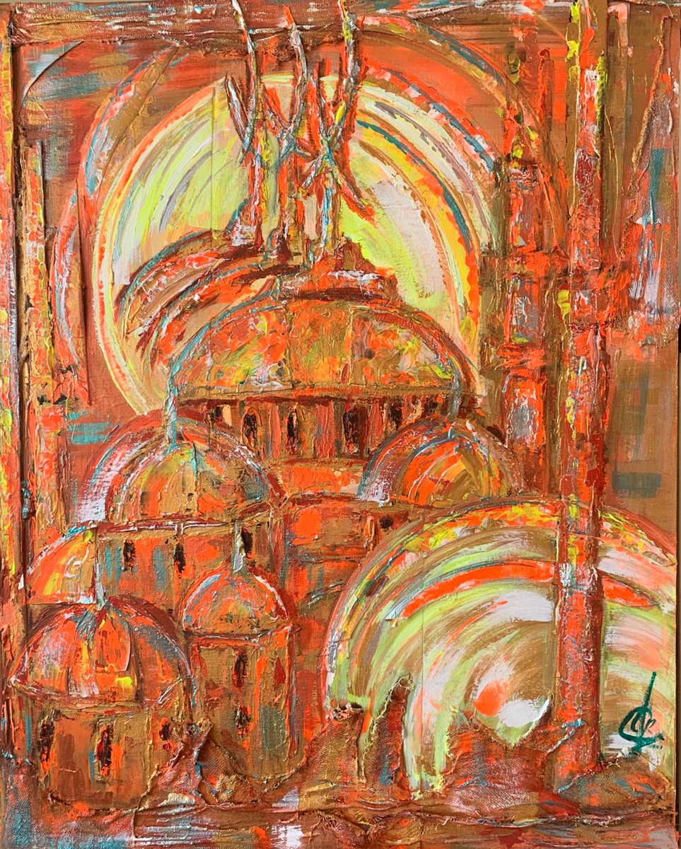 facoolART's tweet image. #ART for Sale! #ORANGALLAH #SUNSET #AbuDhabi2019  Beautiful Mosque Painting with a Orange Sunset Back drop #facoolart