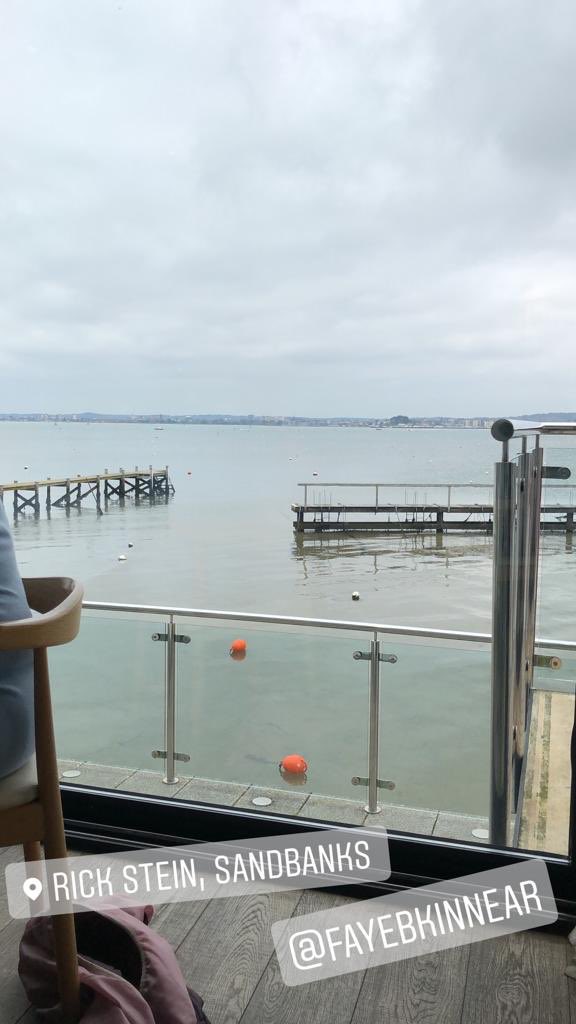 FayeKinnear's tweet photo. Us time, much needed relaxation with @mwebber699. Lovely lunch as always, a year and back ❤️ was one of our first dates #favRestaurant #RickSteins #Sandbanks https://t.co/G9ztNlyV1c