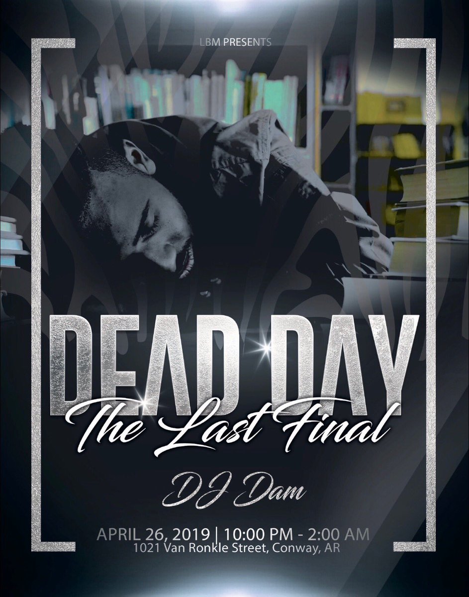 TUNEZIEJ's tweet photo. We back at it again ๐ All Arkansas Colleges Tap in!!!
Dead Day party Friday! Dead Day picnic Saturday Free Chicken free drinks!
Itโs been a long semester so come kick it one last time for the semesters over!
#uca19 #PSC19 #ualr19 #HSU19 #ABC19 #UAPB19 #ATU19 #AstAte19 https://t.co/PtAno7Y30a