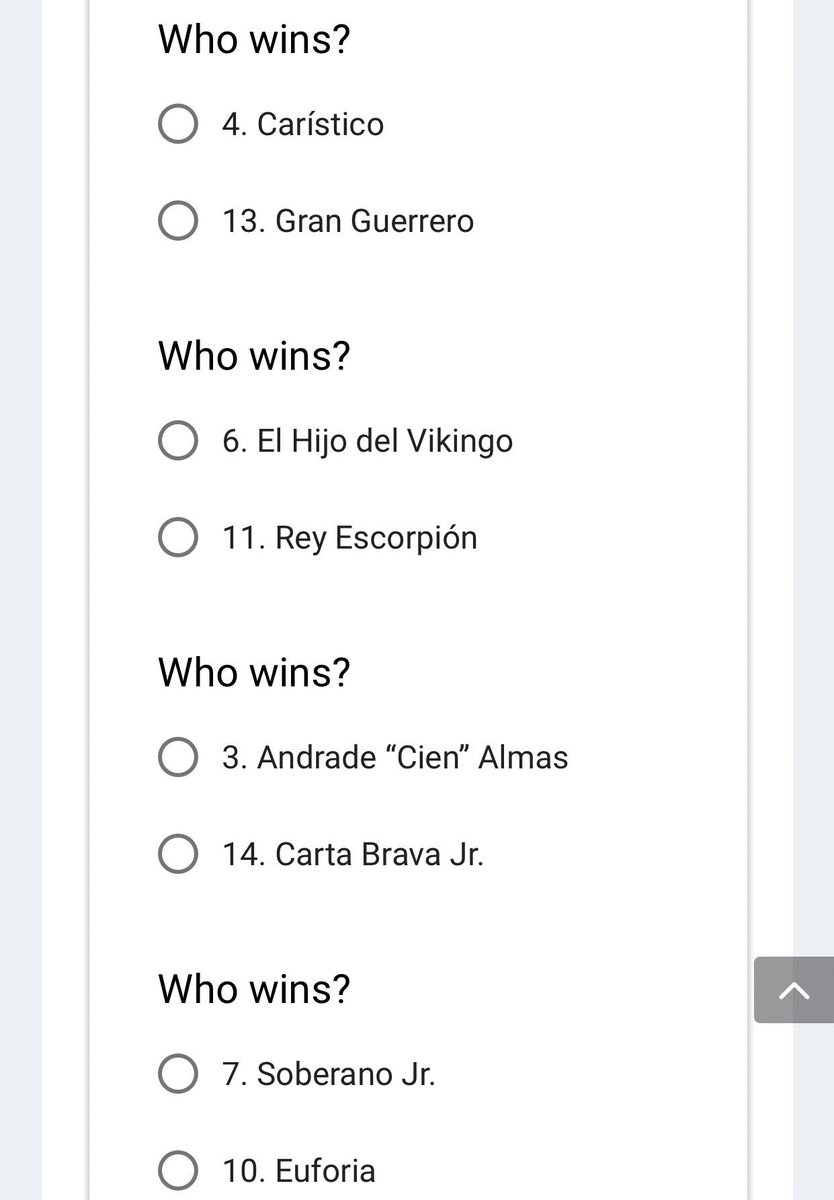 LuchaCentralCom's tweet photo. The 1st Lucha Central Lucha Madness fantasy tournament is underway! Who will win? Vote now in fantasy matchups like these! https://t.co/8hDcCcDx71
