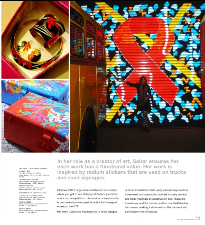 Got featured as one of the top 100 #global artists doing meaningful work. A sneak peek. Book your copy of Volume1 by <a href="/ArtFreaksGlobal/">Art Freaks Global</a> soon! #arts #impact #activism #ChamakPatti #glowinthedark #handskill #handmade