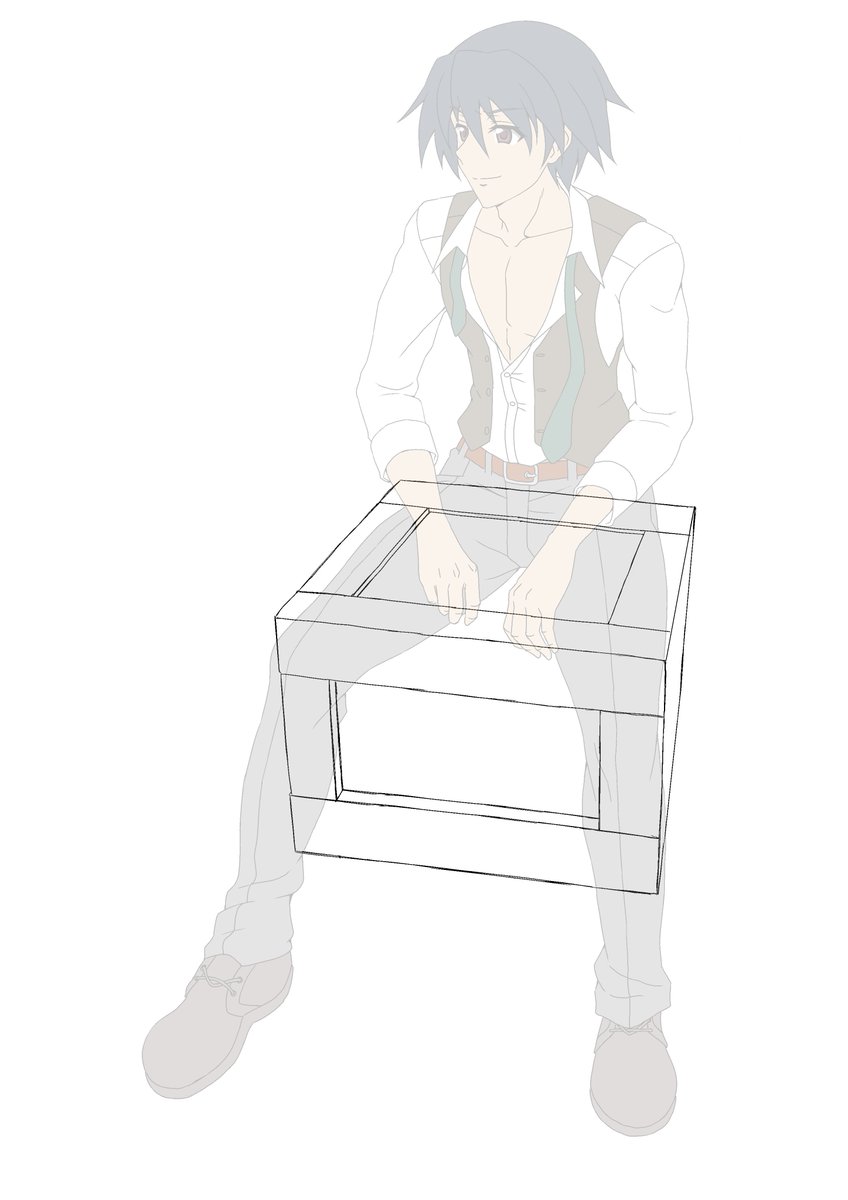 くろだありあけ Isの絵描く人 折角描いた木箱です 有効に活用しましょう ｗ 積み重ねてパースを修正しなおします