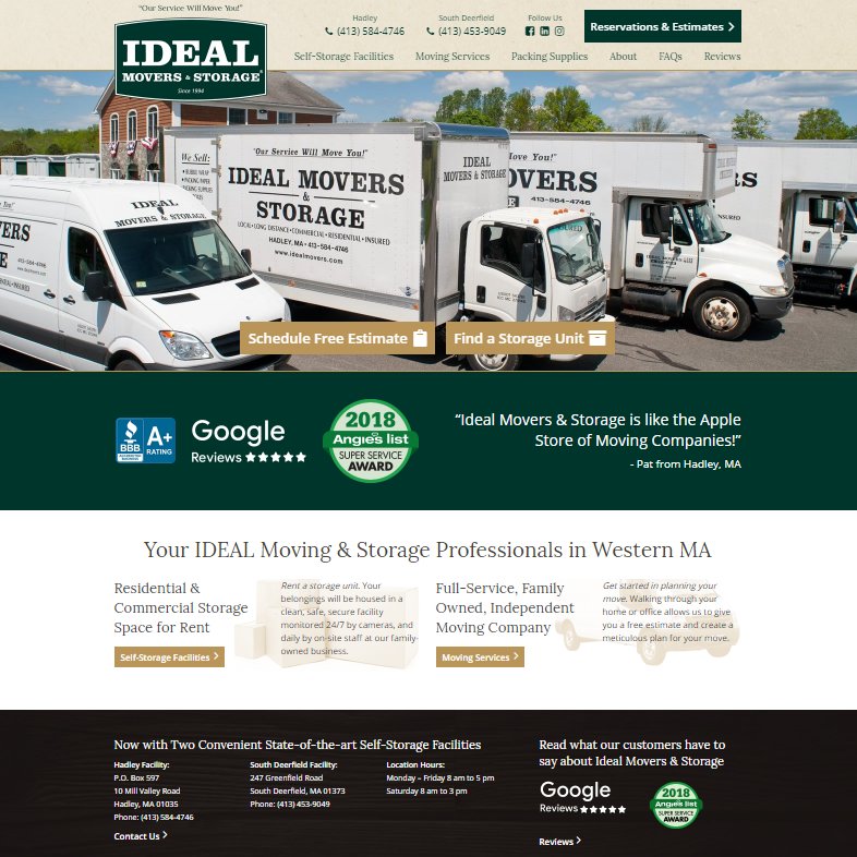 It is our pleasure to announce the launch of the new Ideal Movers & Storage ® Website! idealmovers.com #holyoke #cdevisionholyoke #webdesign #websitedesign #websitedesigner  #ui #uidesign #customwordpress #moving #storage #movers #movingandstorage #selfstorage