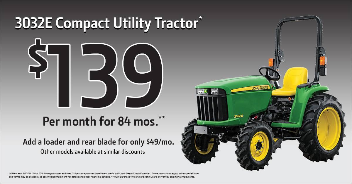 WrightImp's tweet photo. These compact tractors aren't going to drive themselves! Visit our website now to take advantage of this $139 per month for 84 months offer today! Hurry, this offer ends soon!
#WrightImp #JohnDeere https://t.co/RiyfXWrtYC