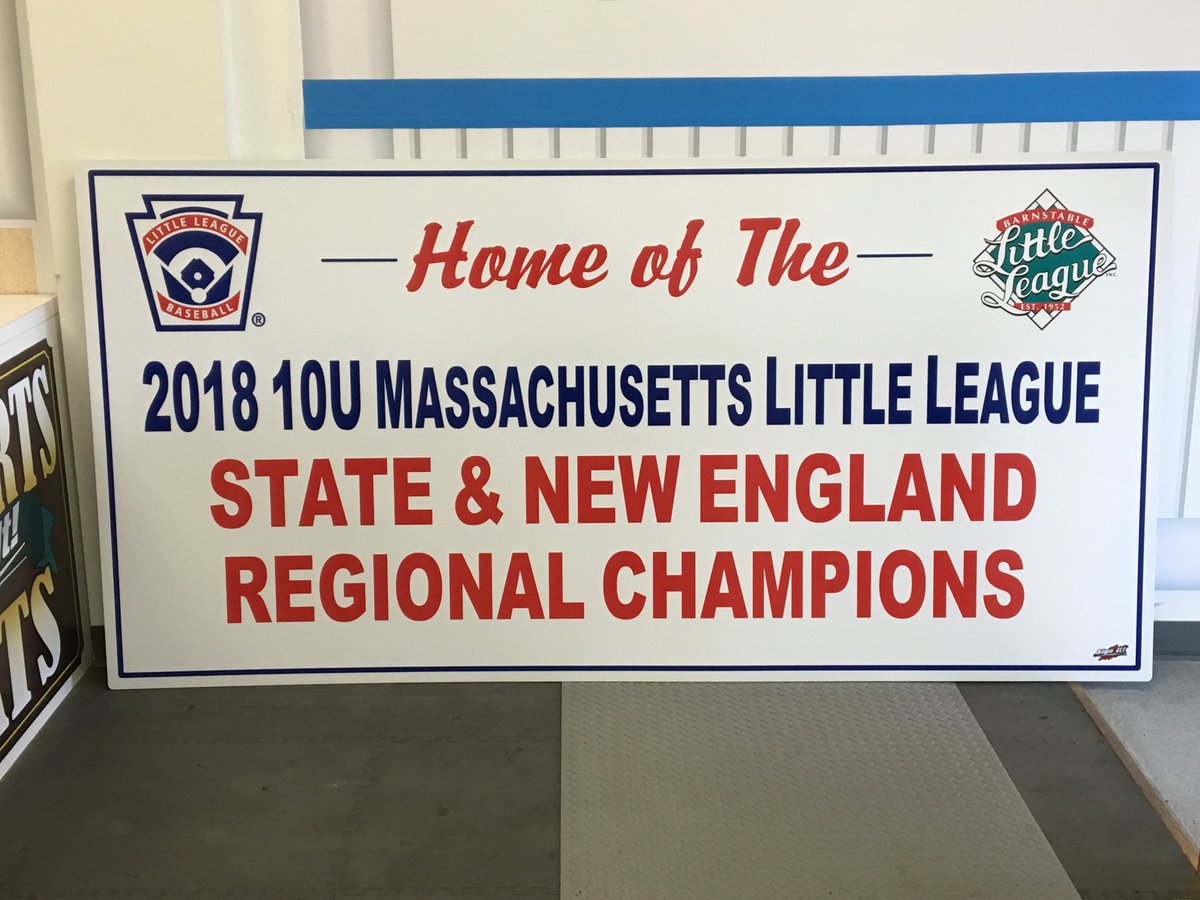 Sign It! helped Barnstable Little League commemorate their amazing accomplishment by making them a sign to hang at the field here in Hyannis!  Way to go!