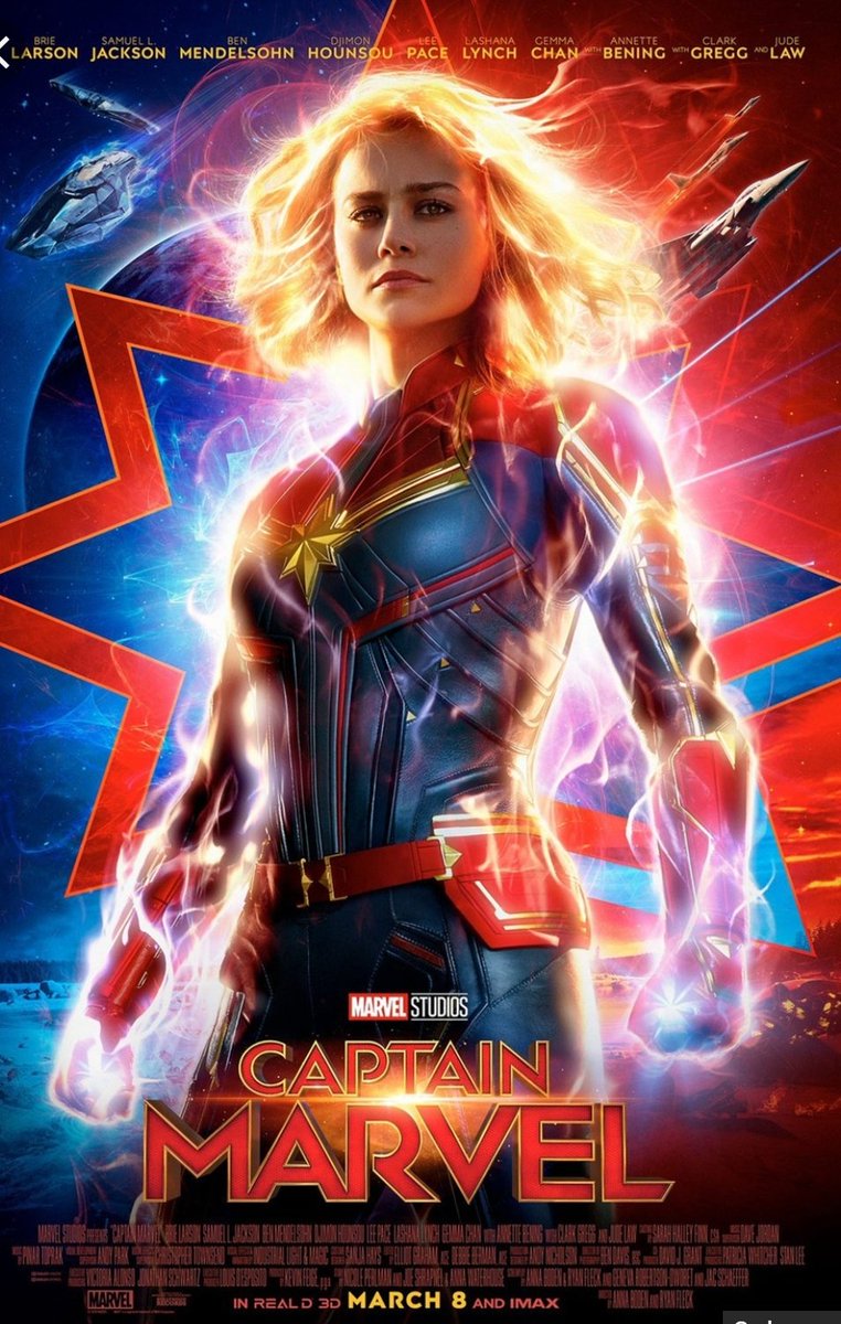 SISOKlahoma's tweet photo. #WomensHistoryMonth Day 22: Captain Marvel, 2019. 6th biggest worldwide film opening since 2002. Marvel Studios’ 1st woman-led superhero movie soared past others. Women were involved in every aspect of film production Women's emotions are a strength, not a weakness♡#shero #OKSIS https://t.co/eqoiMlX9uA