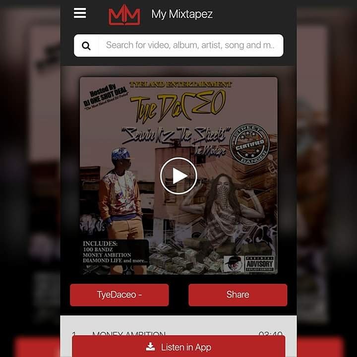 Tyeleez's tweet photo. Go listen to @tyedaceo
'SERVIN IT 2 THE STREETZ' using @MyMixtapez app #mymixtapez https://t.co/NwVVPTvbfB /
#signedtomyself✅ #servinit2thestreetz1st💿💿 #tyedaceo🔥🔥 #mymixtapez #mycity2yocity #miami🌴 #atl #michigan #arizona #westcoastcandy https://t.co/QHhUQdKnC2