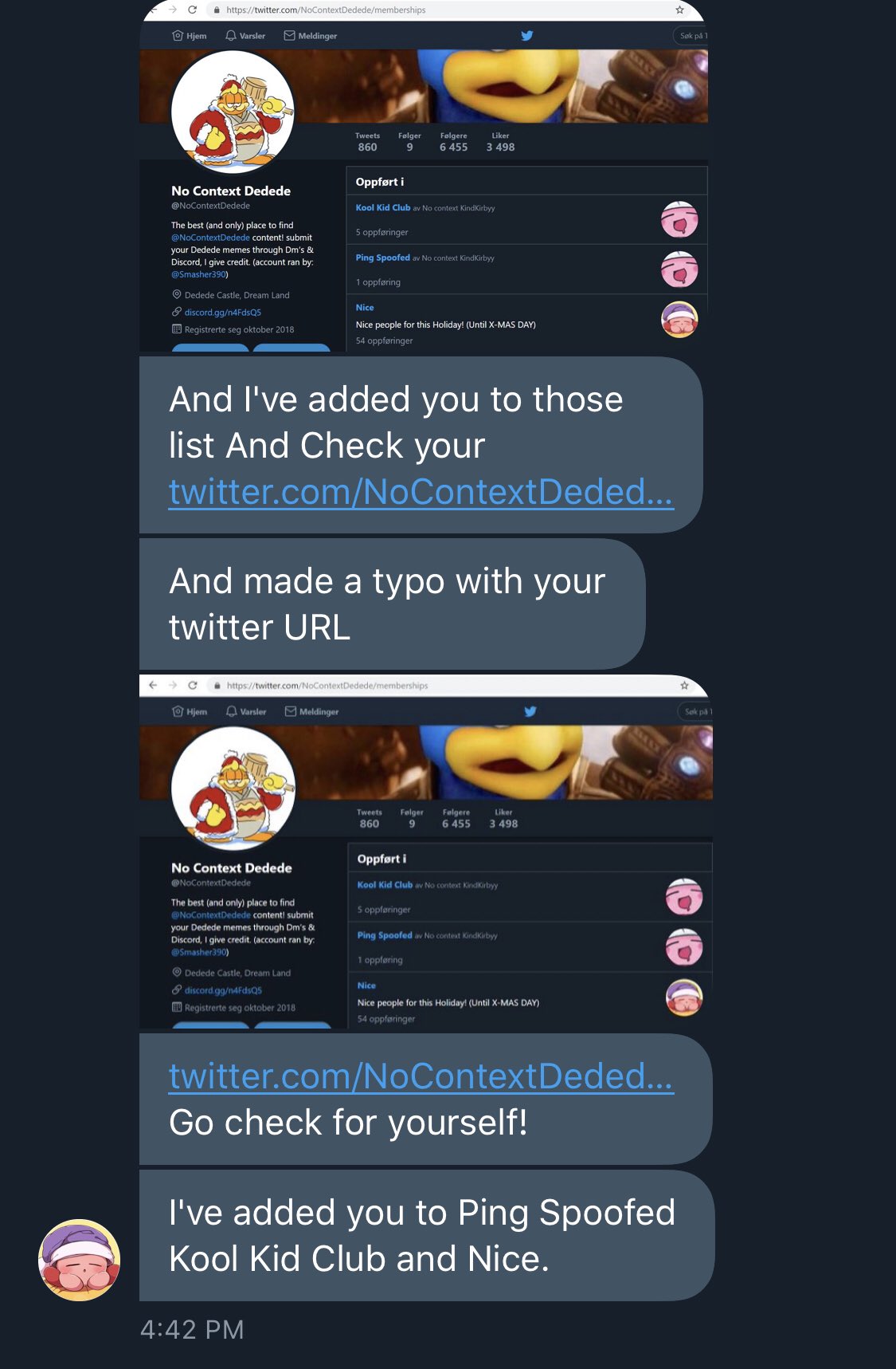dorkcore on X: Make sure you block and report @KirbyPlayz_SR he sent me a  virus link/ IP grabber link. And he is not a part of Kirby twitter   / X