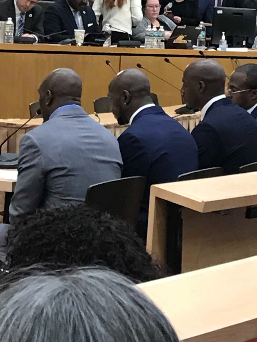 N.E. Patriots players Matthew Slater, Duron Harmon, and McCourty brothers testifying at State House Education Budget hearings today.