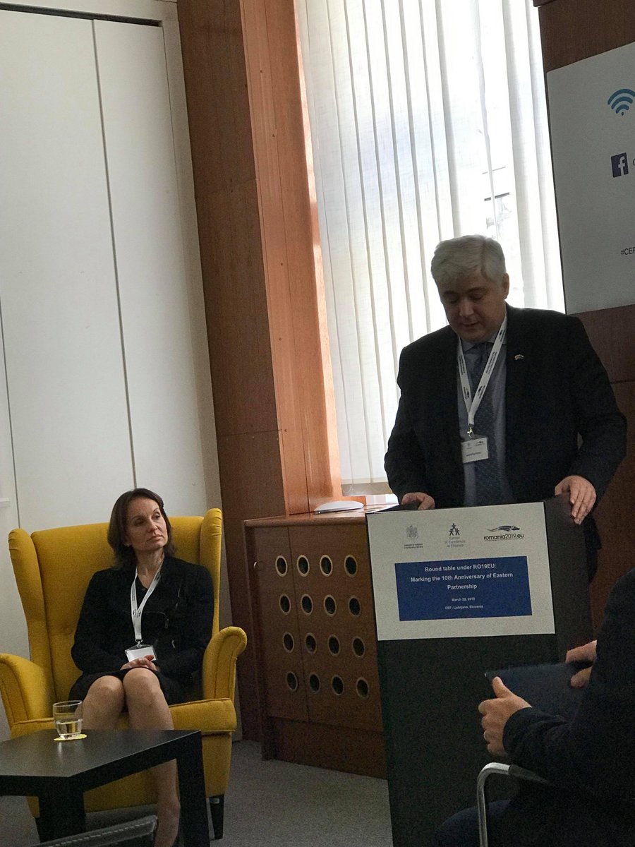 ikoplatadze's tweet photo. Round table initiated by @Embassies of @Georgia, @Moldova & @UKRinSLO under #RO19EU: Marking the 10th Anniversary of Eastern Partnership. March 22, 2019. CEF, Ljubljana, Slovenia. Thanks to @Embassy of @Romania, @MZZRS, @MAERomania, @CEF and all participants of the conference. https://t.co/sSELK7oNnq