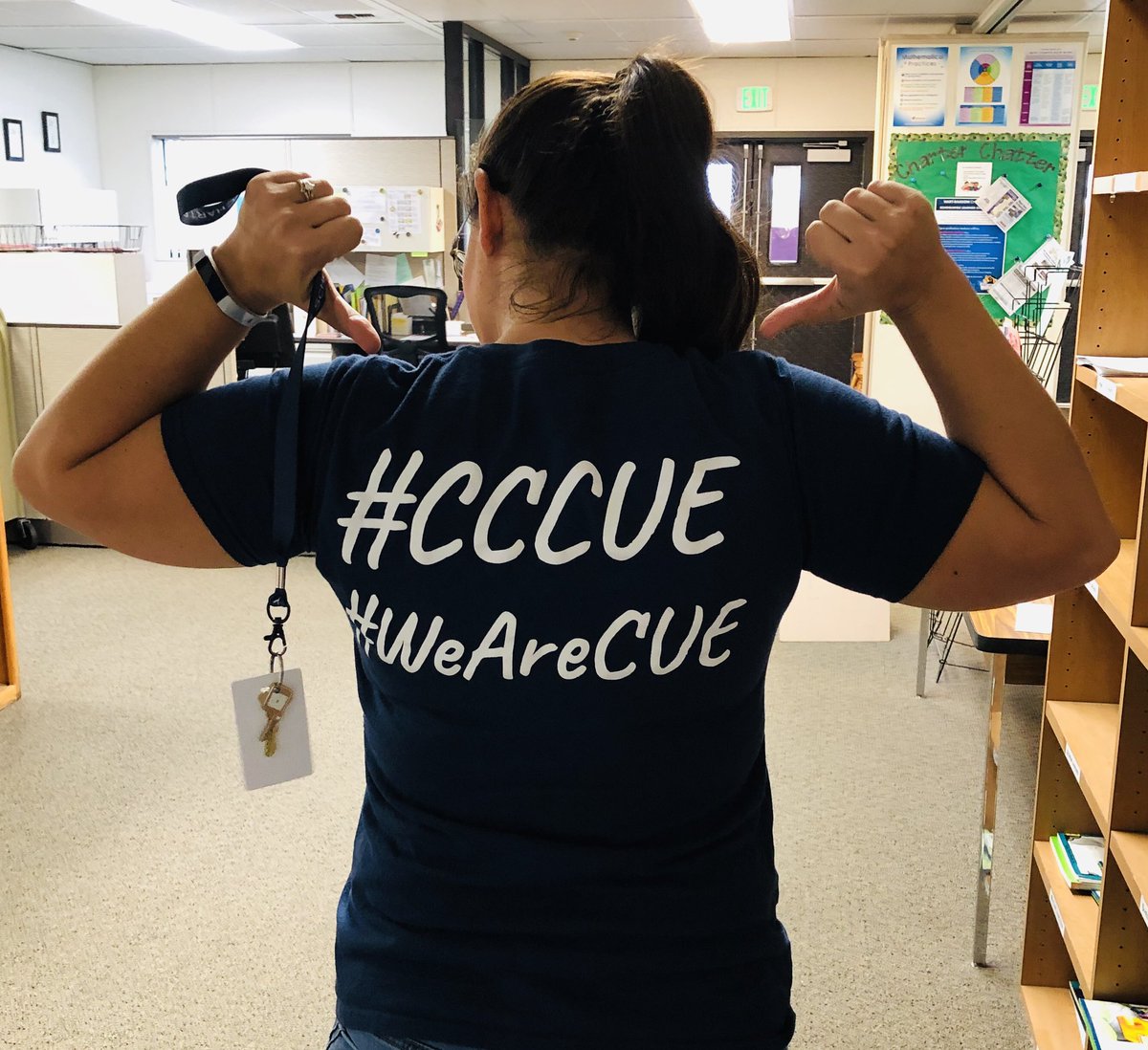 RashellAvila's tweet photo. Representing our #CCCUE on our campus as I promote the #scoebadgeproject with our staff! @greggeilers and @NodnarbTuhcs be ready for an influx of HRACS badge submissions! https://t.co/nLmdoj7Gix