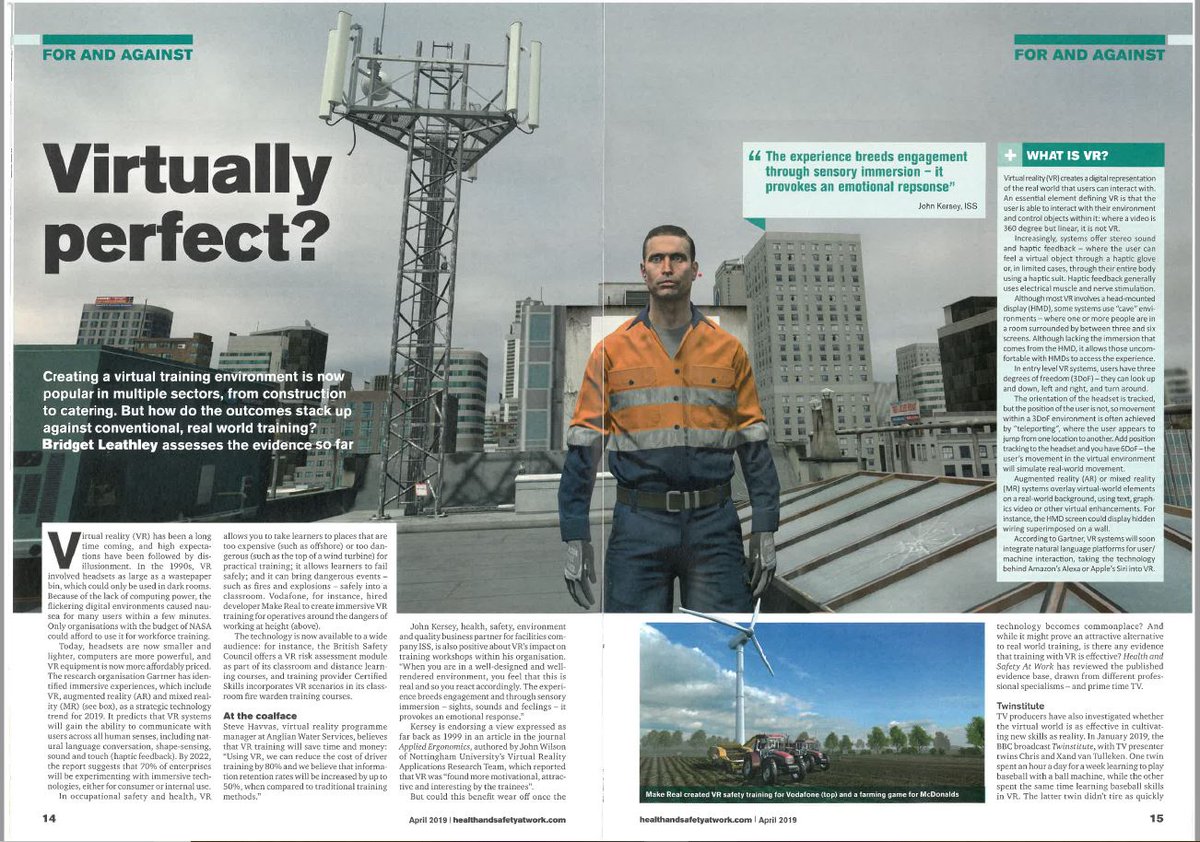 sponge_learning's tweet photo. Our founder and MD spoke to @BridgeToSafety for a feature on #virtualreality #VR in the #workplace for @healthandsafety magazine. You can find out more about the project here: https://t.co/JEZp5eZOuT #digitallearning #healthandsafety #healthandsafetytraining #wearesponge https://t.co/WhrNx5TEth