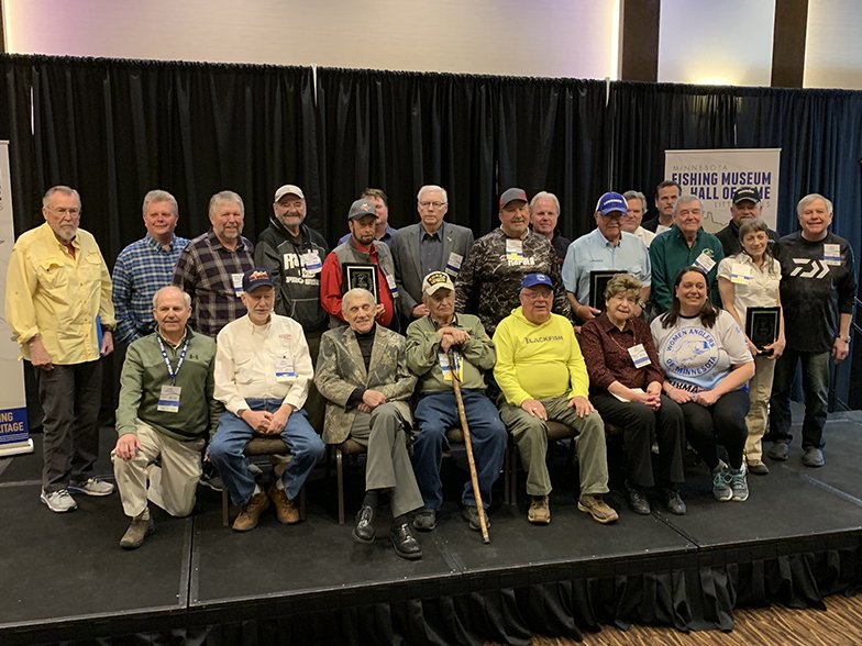 Minnesota Fishing Hall of Fame types past and present gathered at Hall of Fame induction ceremony Friday <a href="/NWSportshow/">Discover Boating Northwest Sportshow</a>. #NWSportshow