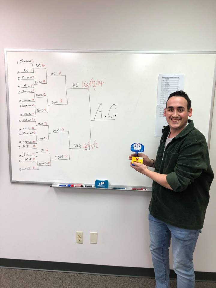 BP_BizSolutions's tweet photo. March Madness at BP?  You bet!  
We held our own March Madness tournament with a mini-basketball competition in the conference room.  And yes there was a big winner!  Congrats to Anthony Casselli!  #marchmadness #workwithBP #hoops https://t.co/wK9xcLt9Wu