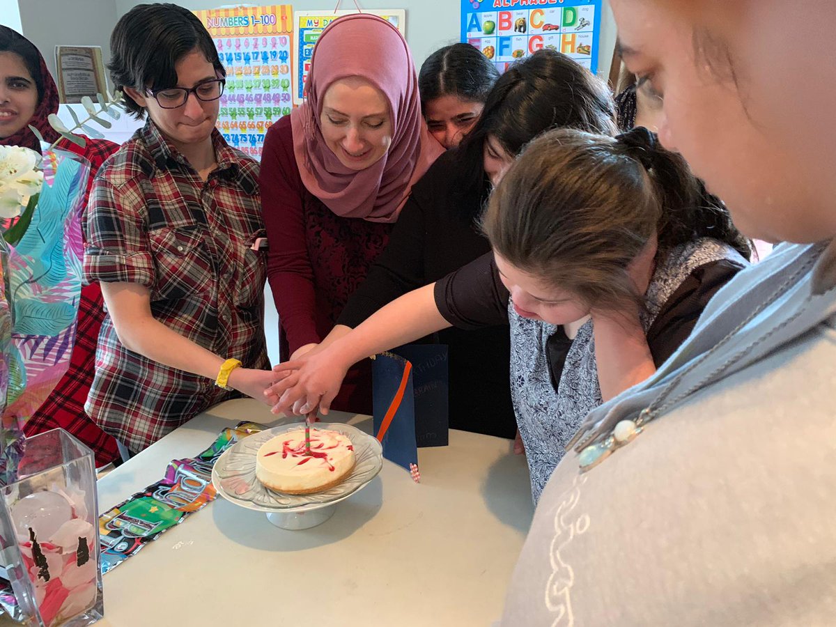 DEEN_S_S's tweet photo. We value our staff at DEEN very much. They work incredibly hard day in and day out to keep our programs going and we are very grateful to have such a wonderful team we call family. Yesterday, we celebrated Baraem's #birthday with some delicious cheesecake and a surprise party! https://t.co/vMfSzCmQlQ