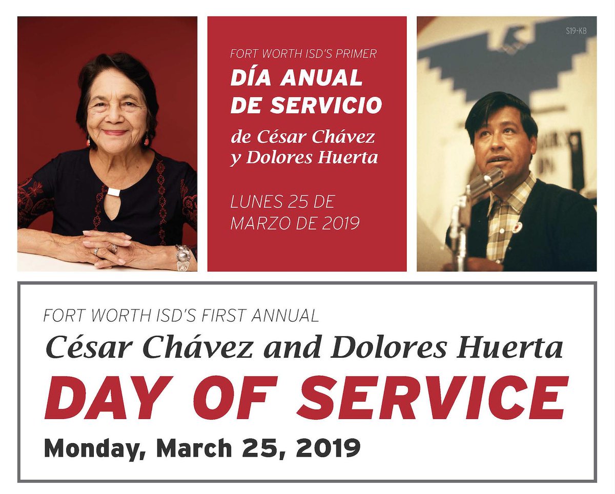 FortWorthISD's tweet photo. #FWISD celebrates its first #DíaChávezyHuerta with a day of service! #FWISD will become the first school district in #Texas with a student holiday honoring the legacy of the Latinx leaders who advocated for the civil rights of labor workers. https://t.co/Q8v3WTydFg https://t.co/lyLmdEaZ3f