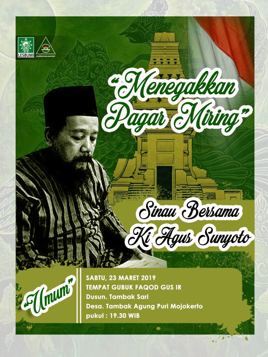 PasebanM's tweet photo. Majelis Masyarakat Maiyah | PASEBAN MAJAPAHIT | MENEGAKKAN PAGAR MIRING | Sabtu, 23 Maret 2019 Jam 20:00 | Gubuk faqod Gus Ir, Tambak Agung, Puri, Mojokerto 
#PasebanMaret
#maiyahmojokerto https://t.co/Jole0pYuNh