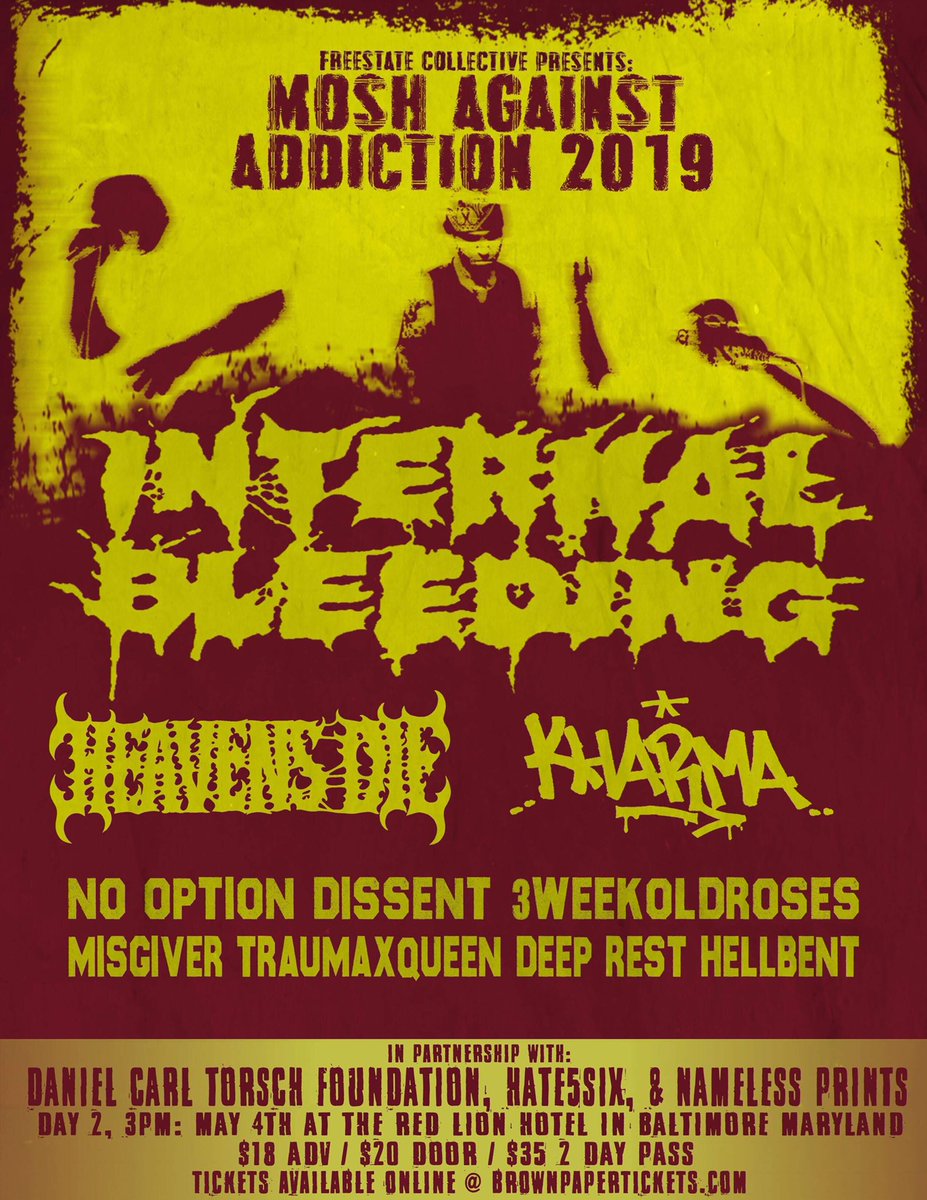 Playing with a bunch of great bands in Baltimore. Mosh Against Addiction 2019