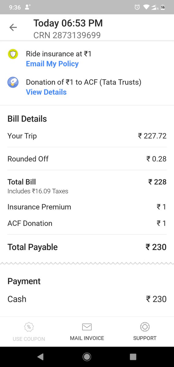 nidaqureshi91's tweet photo. @ola_supports my phonepe transaction did not reflect in driver's app. And I had to pay again to the driver. Moreover, the charge was more than what has been billed. In total I paid 297+67 extra. Please process refund at the earliest. https://t.co/WgCYrInnXN