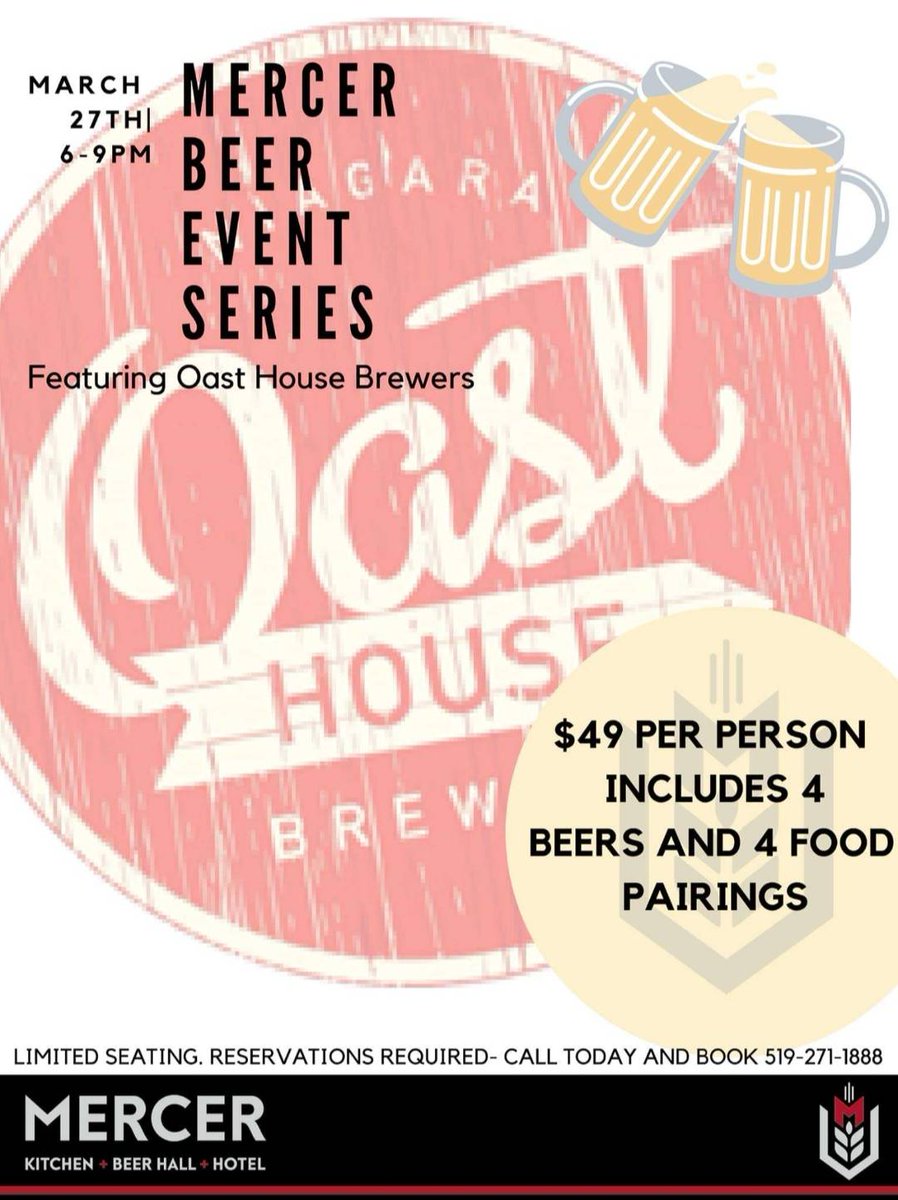 This Wednesday, March 27th! We'll be joined by our friends at <a href="/OastHouseBeer/">Oast</a> for a 4 course beer dinner! 
Tickets still available!