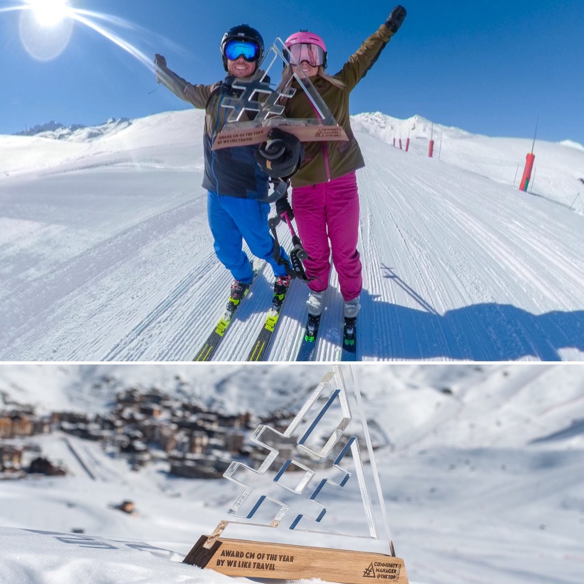 Val_Tho's tweet photo. Val Thorens a reçu hier au l’award de « Community Manager of the Year » lors de l’événement #CMatTheTop à #LaRosière. Décerné par @weliketravel, ce prix récompense une seule volonté : faire vivre au quotidien ce lien unique qui lie Val Thorens à chacun de vous ! 👌 https://t.co/mO1Es3IQbS