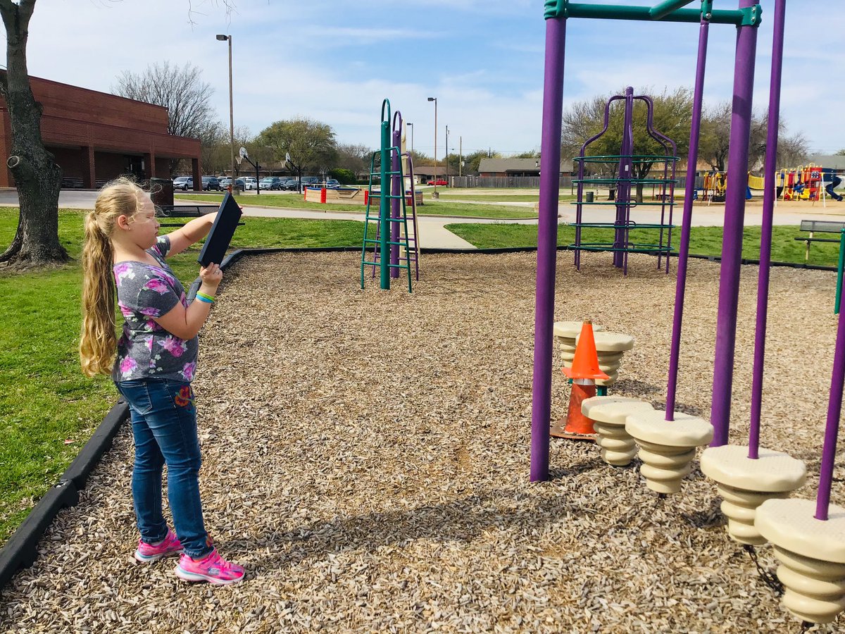 jennarzsimpson's tweet photo. LINES & ANGLES EVERYWHERE! We went on a scavenger hunt around @SVEmisd to find acute, obtuse, and right angles + parallel and perpendicular lines. My favorite student quote: “It’s like they knew we were coming to look for lines and angles when they made this playground!” 😂 https://t.co/8v0140AOnN