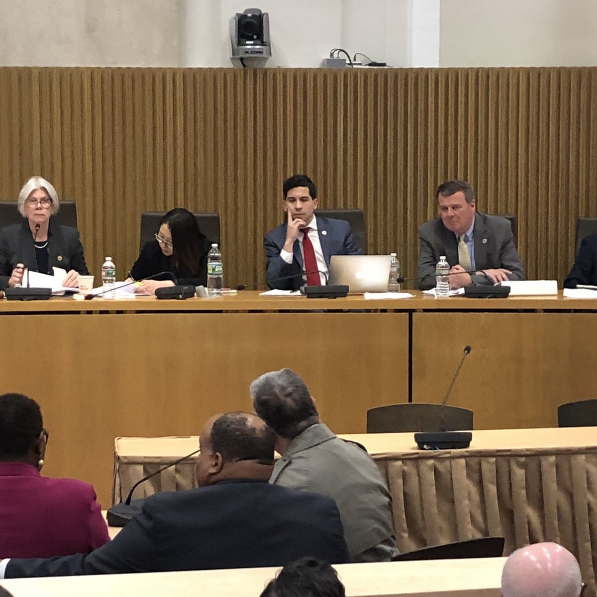 MABLLC's tweet photo. #MBLLC members Rep. Bud Williams, @RepAndyVargas , and @RepChynahTyler serving the #MA Joint Committee on #Education as they listen to testimony from a panel of Mayors addressing education funding in the Commonwealth. #MApoli https://t.co/MUKZBze6xh