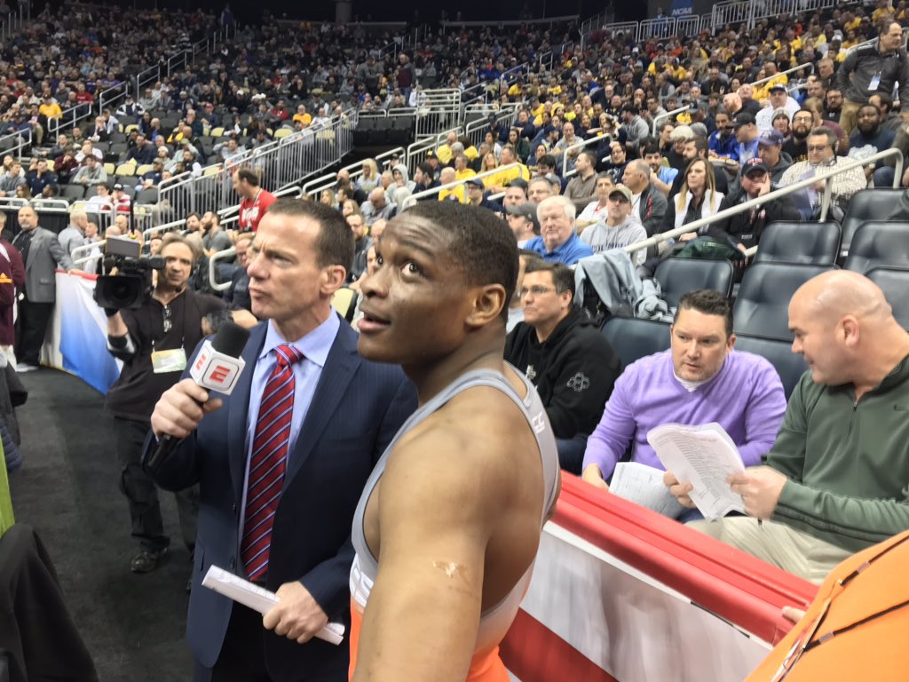 HokiesWrestling's tweet photo. Upset? Nah. 

3-1!!! All-American 🇺🇸 

#Hokies 🦃 https://t.co/94A43NjI6Q