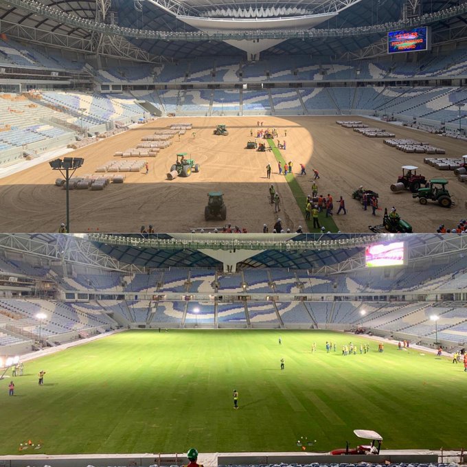 D2Rv00cXcAIQ4ew?format=jpg&name=small - Para o Guinness! Catar instala gramado em estádio da Copa de 2022 em 9 horas e bate recorde