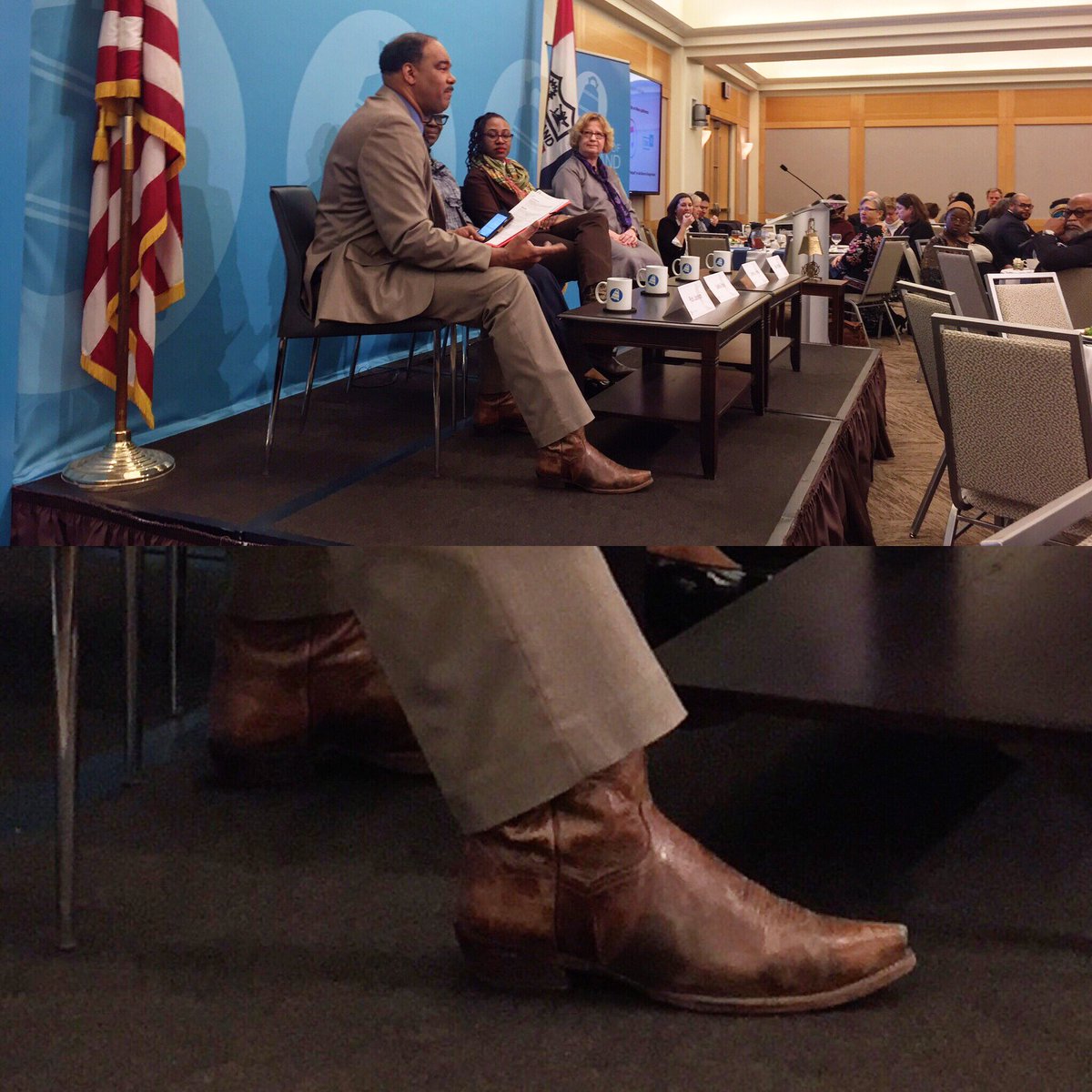 Looking forward to today’s @TheCityClub panel discussion. And I’m already impressed by Rick Jackson’s boots. 🌳 😻 #MoreGreenLessWhite #Diversity #EnvironmentalMovement #TheCityClub #CLE