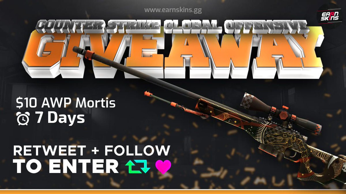 ⭐️WEEKLY GIVEAWAY⭐️

AWP | Mortis | Minimal Wear

⚠️Must do all to enter
✅Follow us
✅Retweet
✅Post the first 3 characters of your Twitter handle
✅Visit our site: EarnSkins.gg    

⏱️7 Days, goodluck!
#CSGOgiveaway #giveaway #CSGOgiveaways